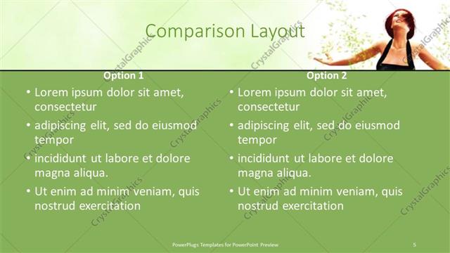 Comparison presentation slide layout