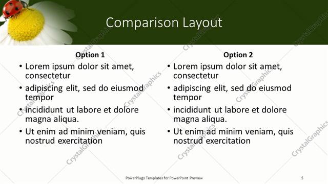 Comparison presentation slide layout