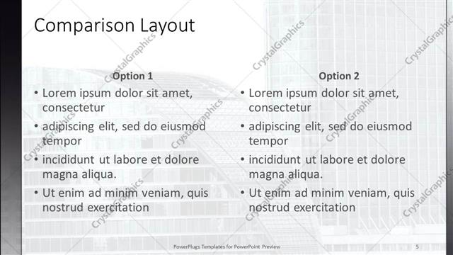 Comparison presentation slide layout