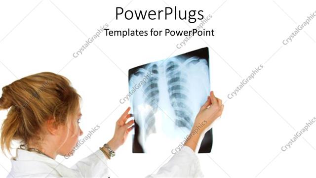  Presentation with report - A lady doctor looking on an X-ray report