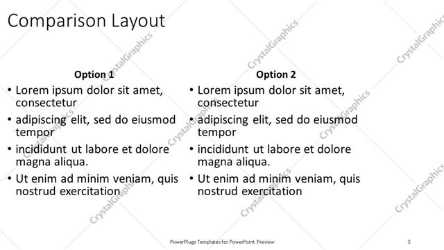 Comparison presentation slide layout
