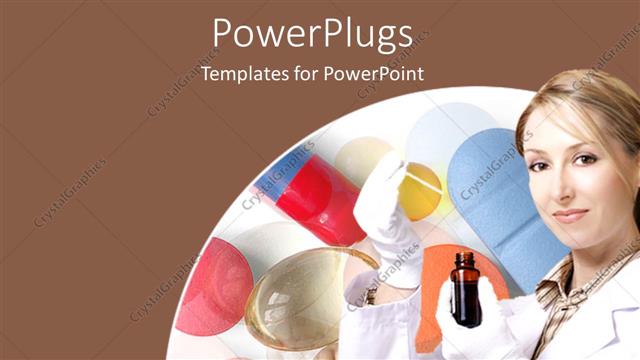 Presentation with capsules - A lady doctor with a number of capsules in the background