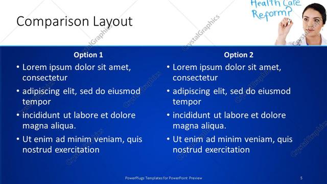 Comparison presentation slide layout