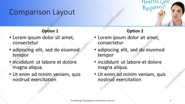 Comparison presentation slide layout