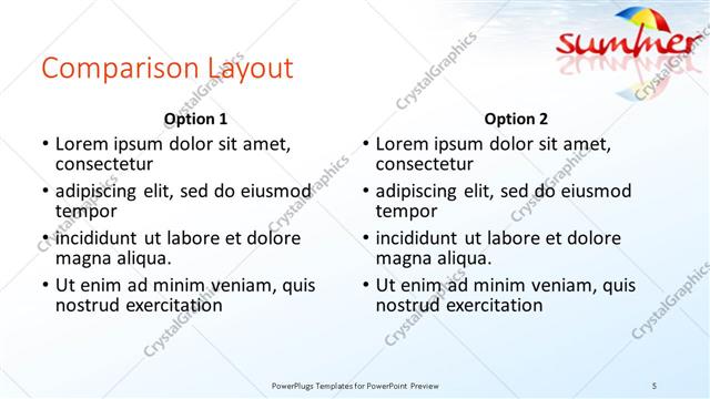 Comparison presentation slide layout