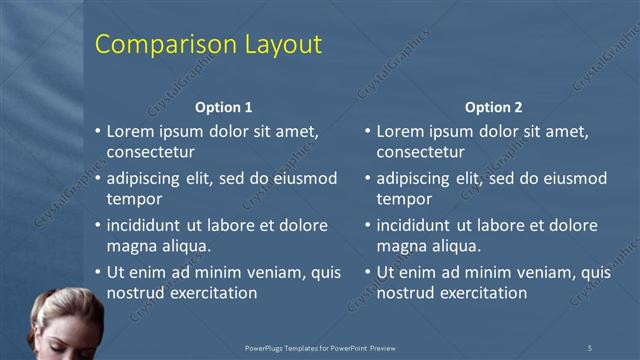 Comparison presentation slide layout