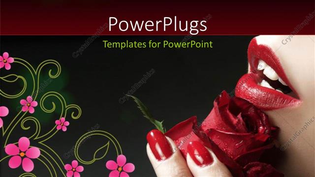  Presentation with smell - A lady holding a lovely red rose with a floral design
