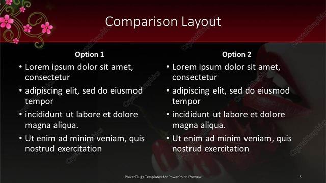 Comparison presentation slide layout