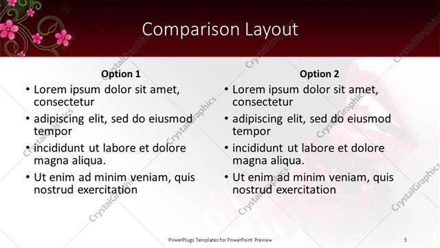 Comparison presentation slide layout