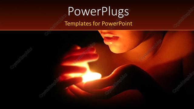  Presentation with flame - A lady holding and protecting a little flame