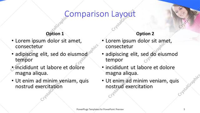Comparison presentation slide layout