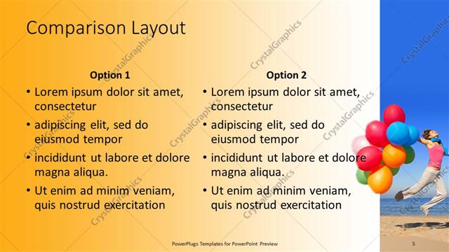 Comparison presentation slide layout