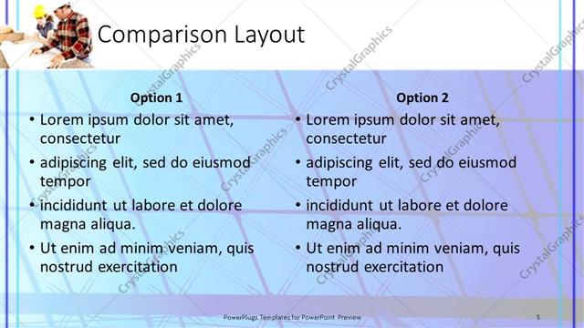 Comparison presentation slide layout