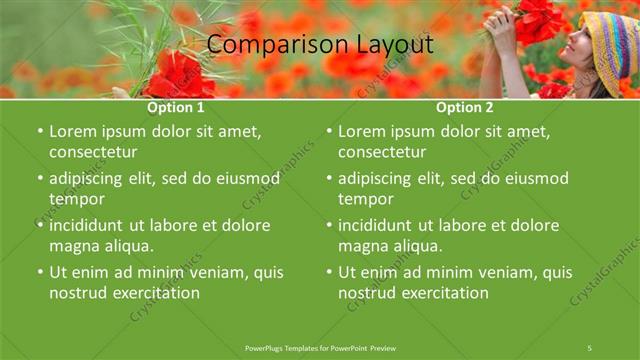 Comparison presentation slide layout