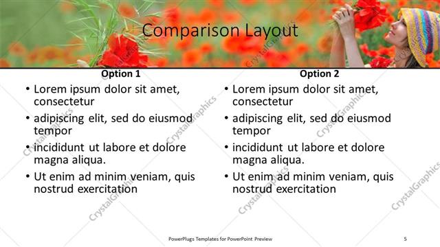 Comparison presentation slide layout