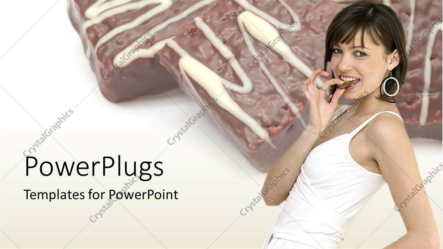 Featuring a Lady Smiling with Chocolates in the Background