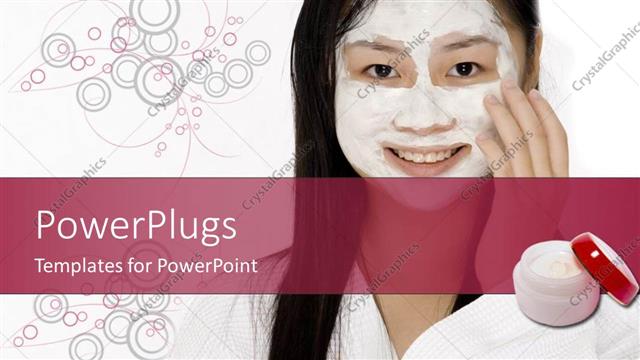  Presentation with advertising - Lady smiling with facial mask on a white background
