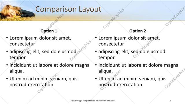 Comparison presentation slide layout
