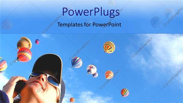  Presentation with hot air balloons - Lady in sun glasses watching hot air balloons floating