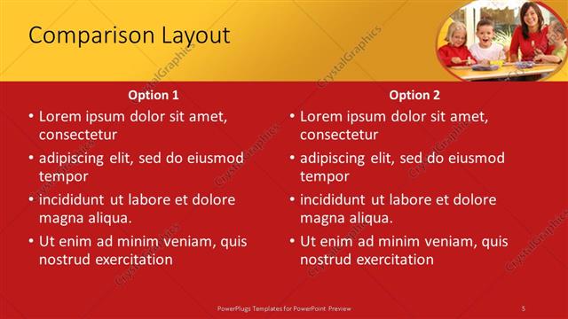 Comparison presentation slide layout