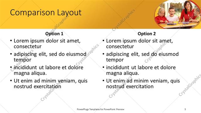 Comparison presentation slide layout