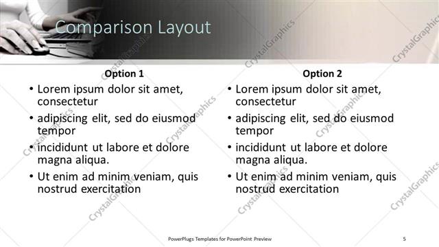 Comparison presentation slide layout