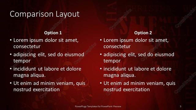 Comparison presentation slide layout