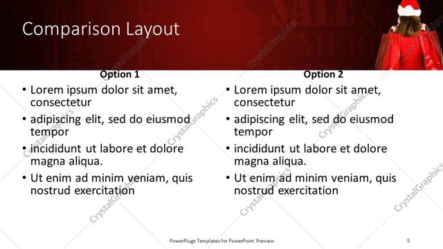 Comparison presentation slide layout