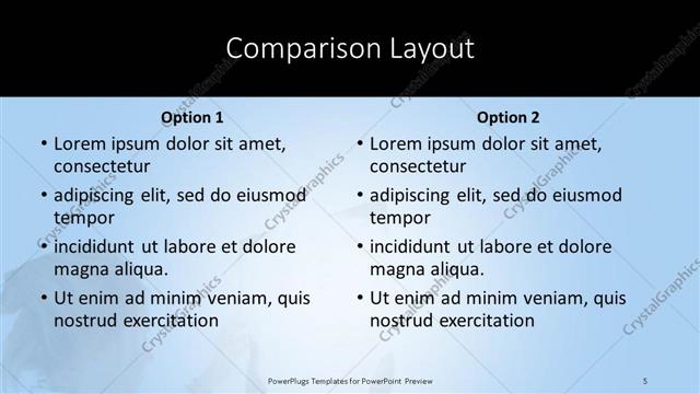 Comparison presentation slide layout