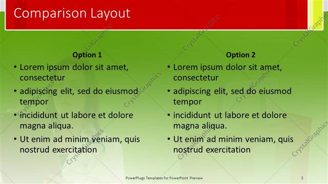 Comparison presentation slide layout