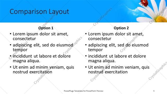 Comparison presentation slide layout
