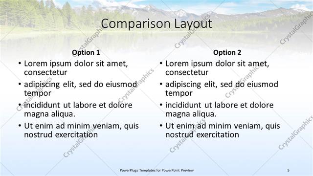 Comparison presentation slide layout