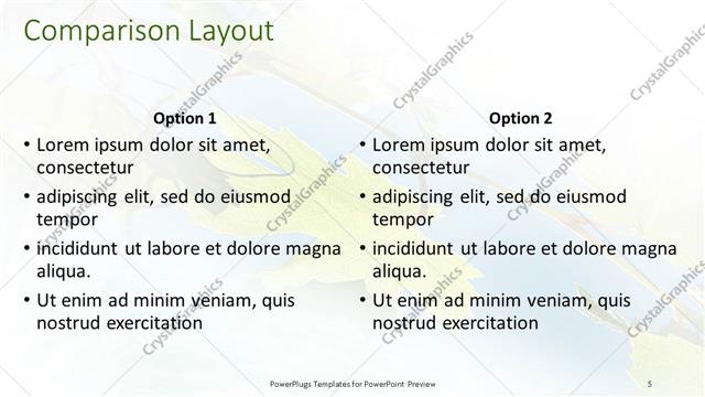 Comparison presentation slide layout