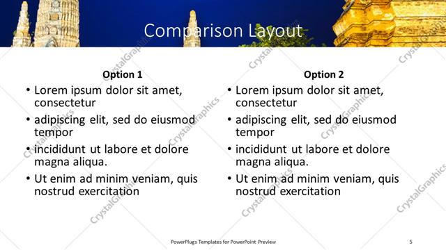 Comparison presentation slide layout
