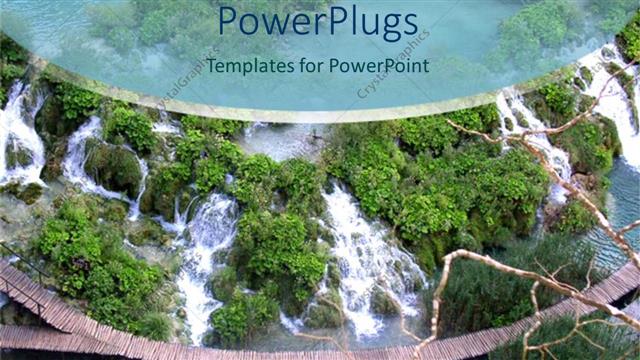  Presentation with green nature - Landscape of beautiful Croatian waterfall with green trees