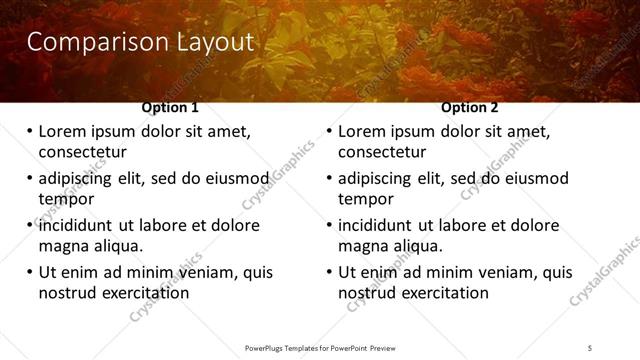 Comparison presentation slide layout