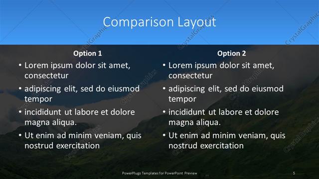 Comparison presentation slide layout