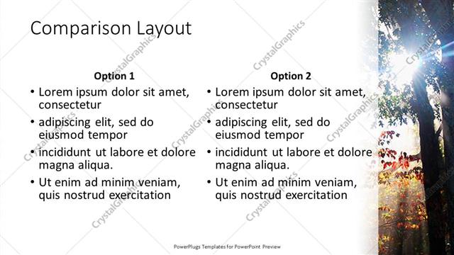 Comparison presentation slide layout