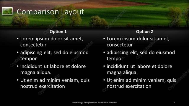 Comparison presentation slide layout