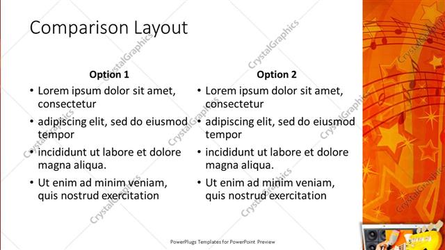 Comparison presentation slide layout