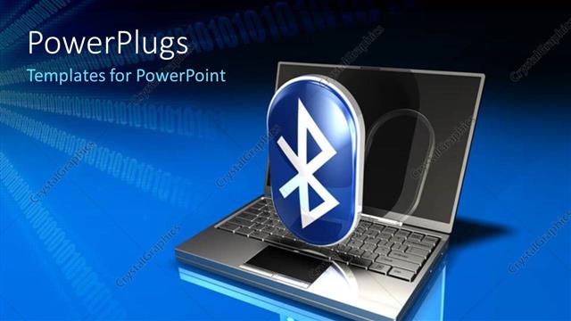  Presentation with bluetooth - A laptop with a bluetooth sign and bluish background