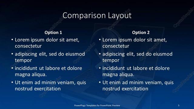 Comparison presentation slide layout