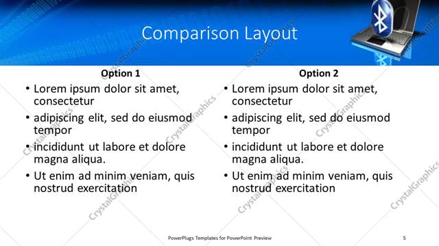 Comparison presentation slide layout