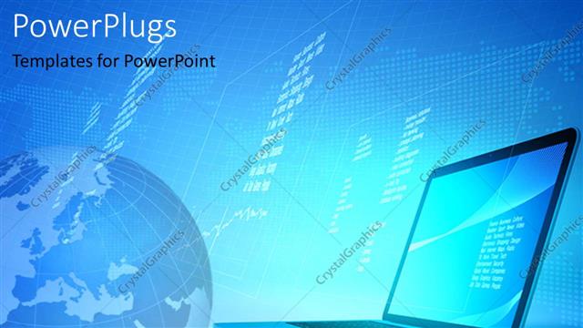  Presentation with tech - A laptop with bluish background and a globe