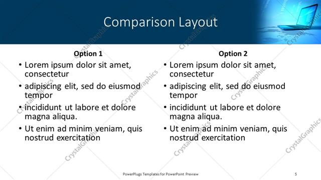 Comparison presentation slide layout