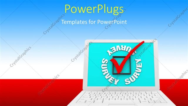  Presentation with survey - A laptop with bluish background and place for text