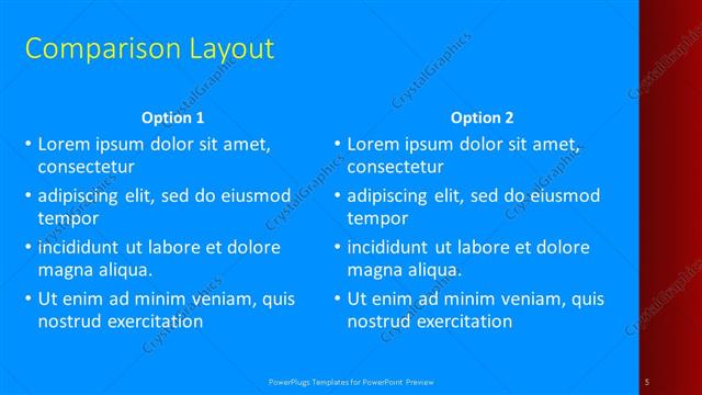 Comparison presentation slide layout