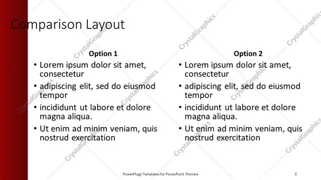 Comparison presentation slide layout