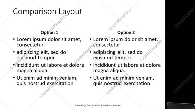 Comparison presentation slide layout