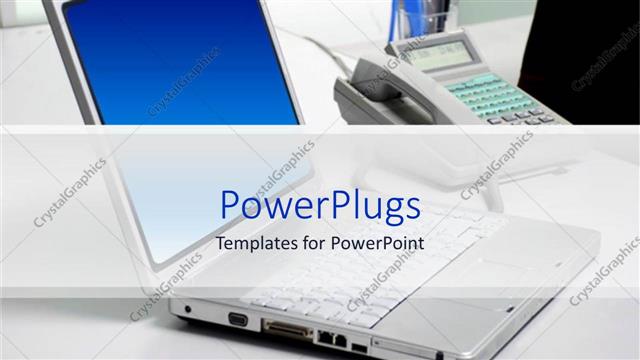  Presentation with next - Laptop computer next to phone and office supplies organizer